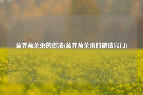 营养蔬菜粥的做法(营养蔬菜粥的做法窍门)